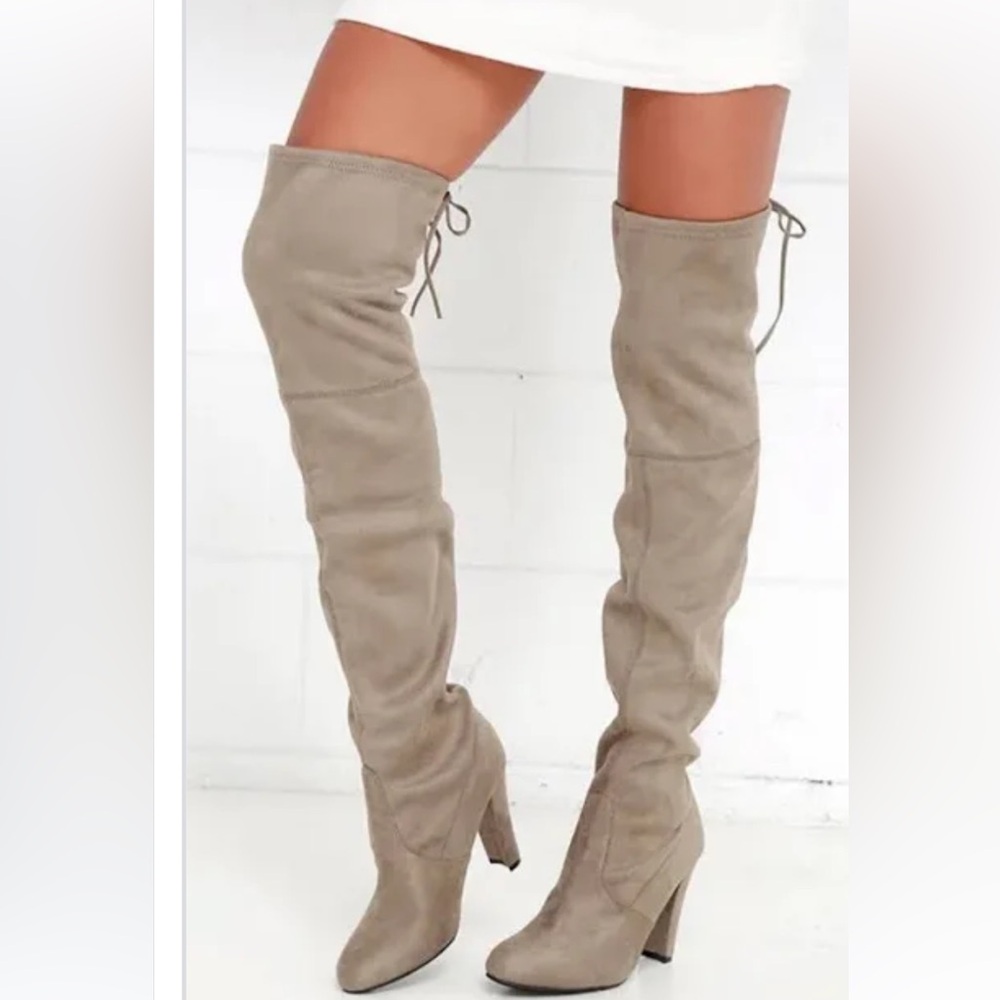 Steve Madden womens’ “Gorgeous” Taupe Over-the-Knee Boots 7.5